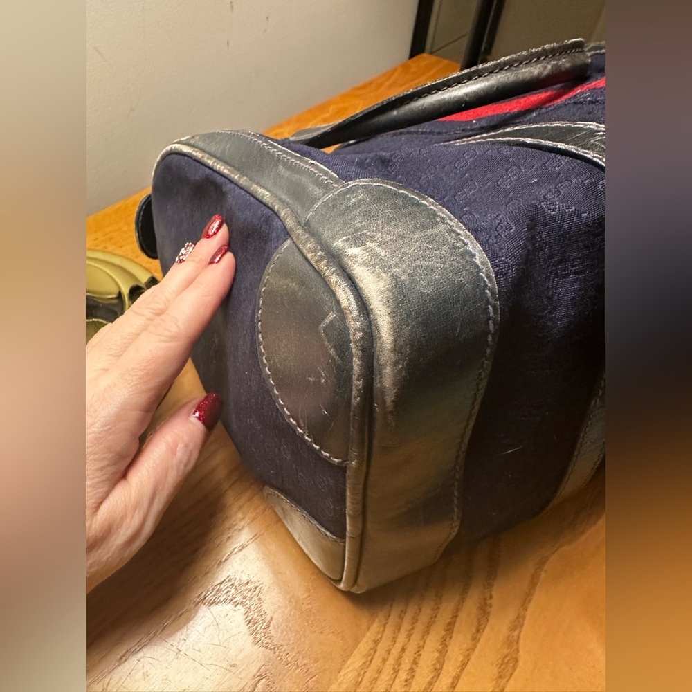 Gucci Vintage Navy Sherry Line Boston Bag - Picture 5 of 8
